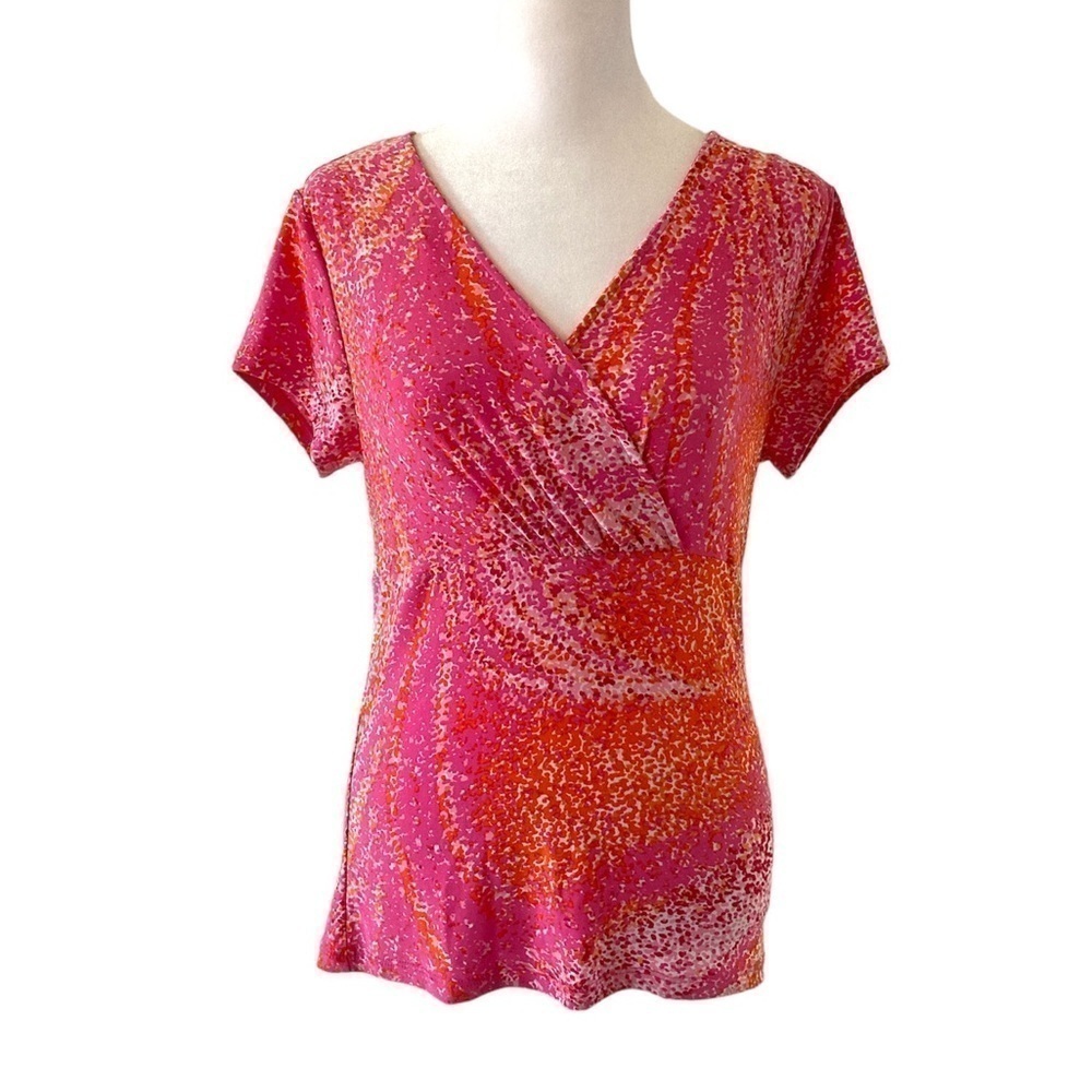Chaps medium top short sleeves new with tag pink orange